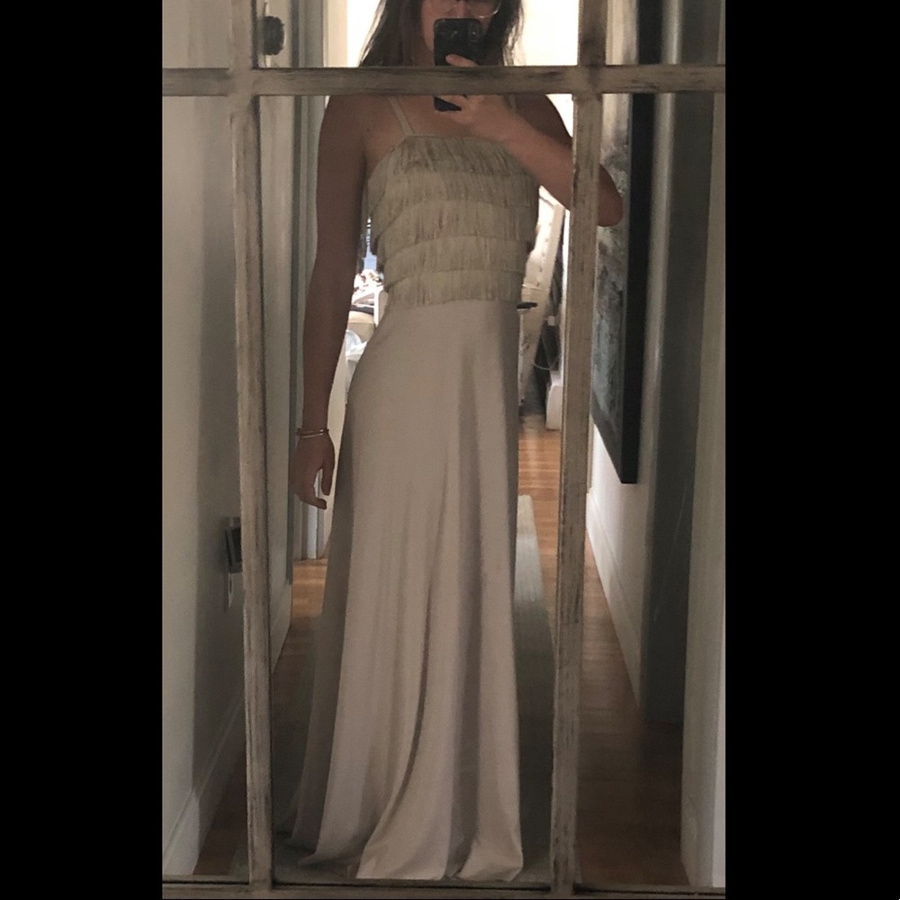 Vintage champagne fringe gown